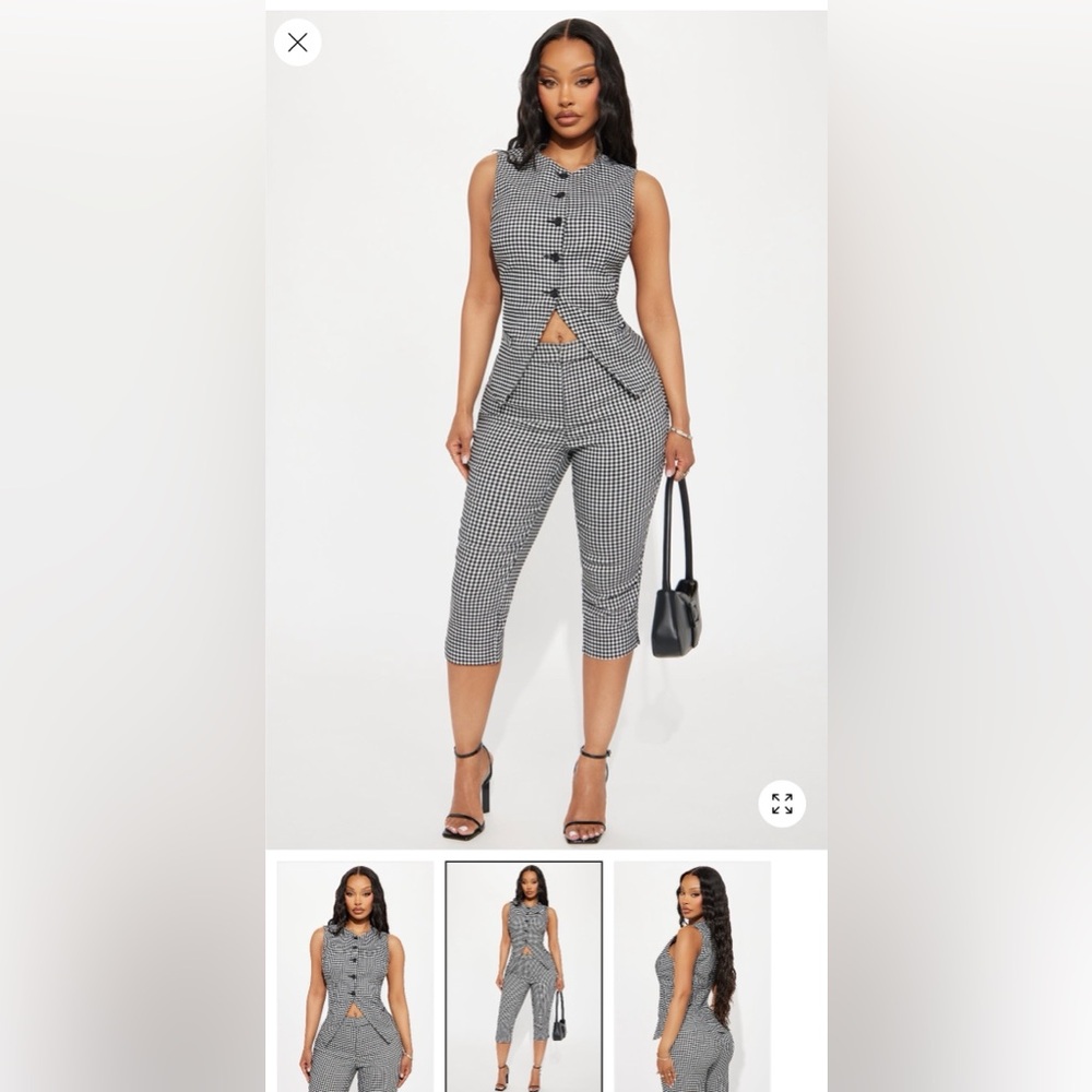Black and White Checkered Women's Jumpsuit